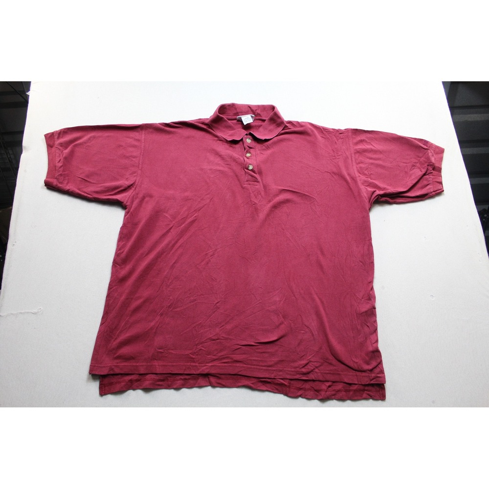 Discus Athletic Polo Shirt Mens Large Maroon Excellent Short Sleeve Cotton Pique